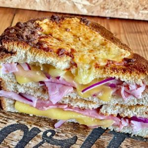Ham, Smoked Cheese & Red Onion Sandwich